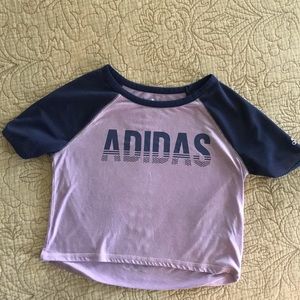 Purple Adidas Top Size small for ladies; girl 14